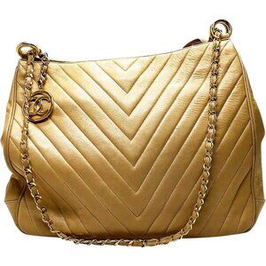 (S6) Chanel Shoulder Bag Beige Leather